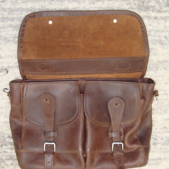 Tusting-Like Thick Heavy Leather Shoulder Messenger Bag Briefcase - Picture 6 of 14